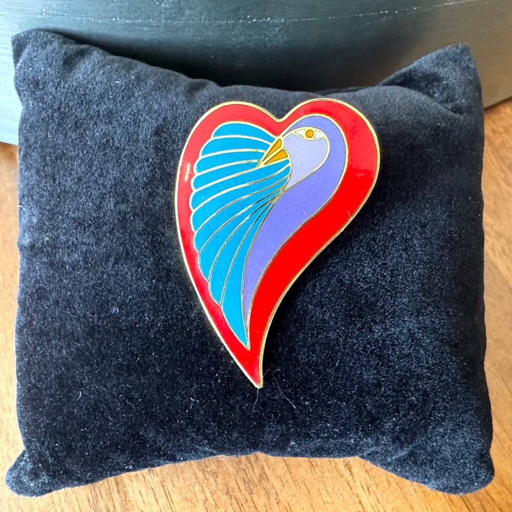 Laurel Burch Dove Heart Enamel Pin